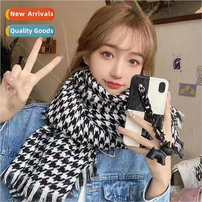 Classic Chibi Check Scarf Women Plaid Thickened Knitted Scar
