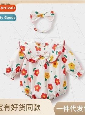 Baby onesie 23 fall new baby girl clothes small flowers long