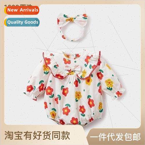 Baby onesie 23 fall new baby girl clothes small flowers long