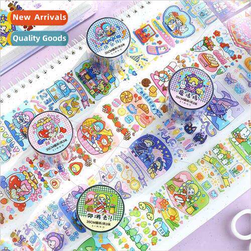 PET tape roll Korean A flower small world cute cartoon illus