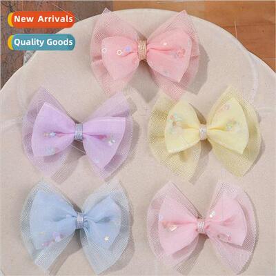 Korean  of the lovely childrens double-layer mesh bow diy ha