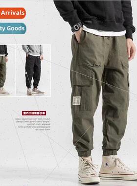 Retro multi-pocket work pants mens spring and fall set hundr