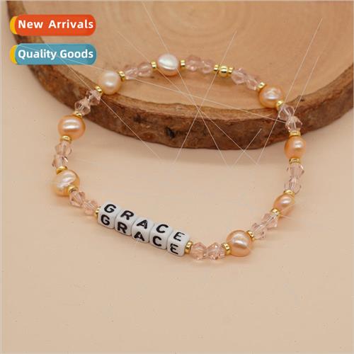 Wind Four Square Alphabet Beads GRACE Crystal Beads Natural