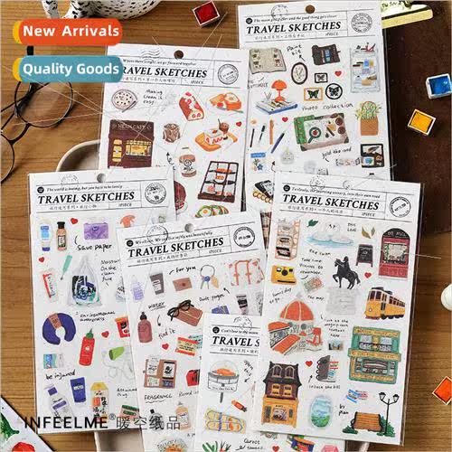 Stickers Travel Sketch Series Creative Fresh terary Handbook