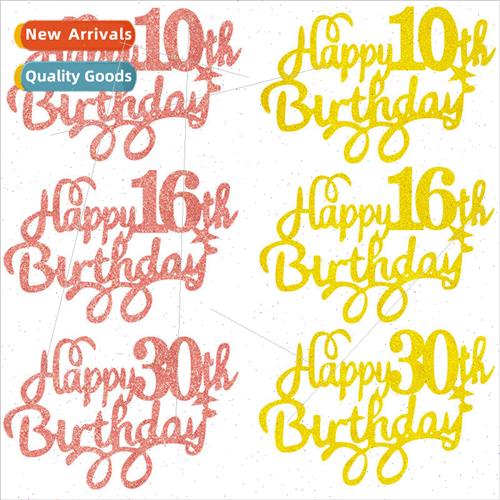 Happy Birthday 10-90 Numbers Cake Inserts Golden Onion Paper