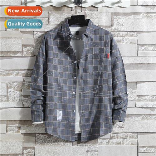 ins super fire shirt 2019 new Korean mens plaid shirt Haraju