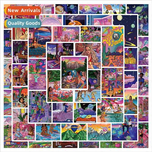 50-repeating aesthetic graffiti girl painting stickers lugg