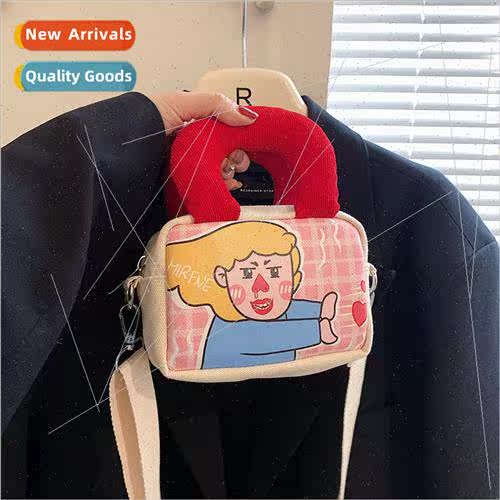 Korea creative mini canvas small bag 2023 new cartoon animat