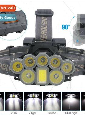 USB rechargeable 8LED T6 headlamp outdoor riding night fishi