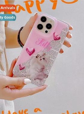 Creative English Newspaper Cat 适用 Apple 12 Phone Case iPho