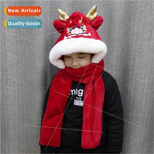 New Year of the Dragon plush hat three-piece winter padded t