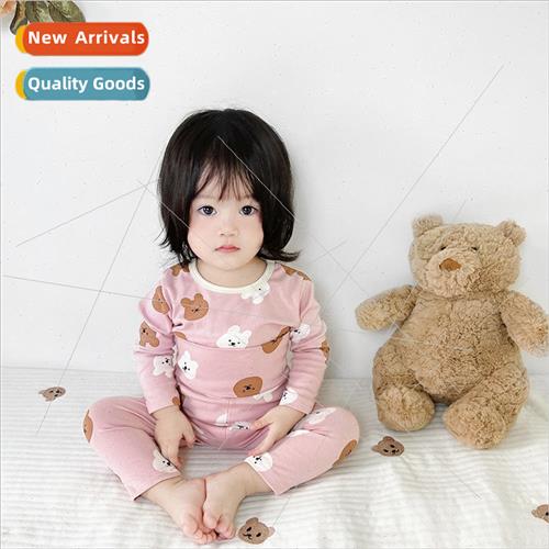 2023 spring new baby set boys and girls cartoon bear love pr