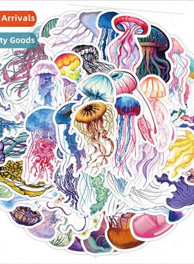50 Jellyfish sea creature cartoon stickers decorative car lu
