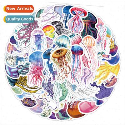 50 Jellyfish sea creature cartoon stickers decorative car lu