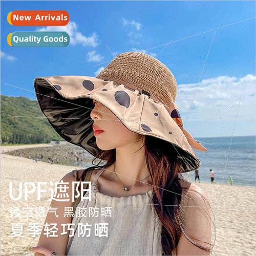 Fishermans hat large brim sun hat female summer black rubber