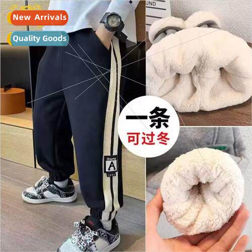 Boys padded pants sweatpants fall and winter 2023 new childr