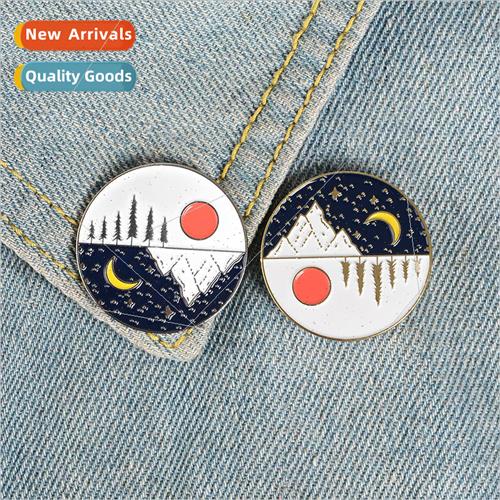 2019 New Lapel Pins Cartoon Brooch Sun and Moon Alternate Pu