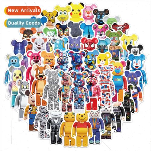 50 cartoon block bear doodle stickers suitcase guitar car co