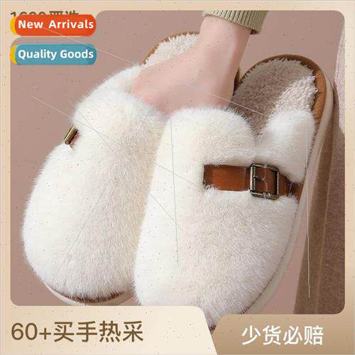Furry slippers female fall and winter new cotton slippers ho