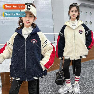 Girls coat fall and winter 2023 new 适用eign childrens lambs