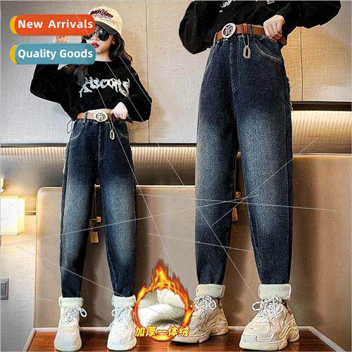 Girls padded jeans winter big boy fried set pants one-piece