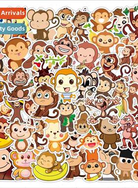 50 cute monkey stationery stickers suitcase cups notebook wa