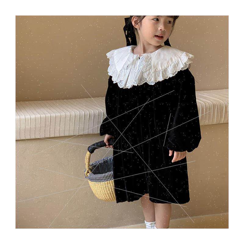 CHILDRENS DRESS 2023 FALL NEW KOREAN GIRLS VELVET DRESS APPLICABLE
