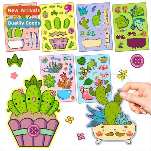 6pcs/pack plant pots bouquet change face sticker painting ch