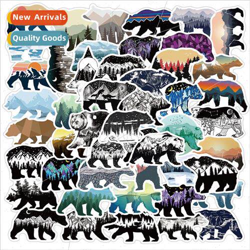 50 mountain top colorful grizzly bear graffiti stickers lugg