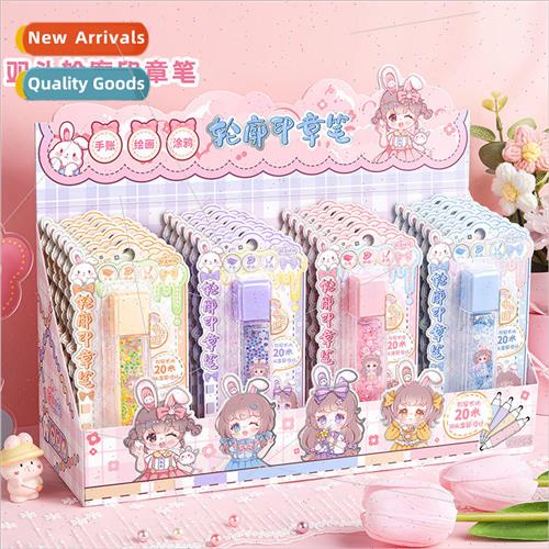 New Folding Ears ster Stamp Outline Pen Double Tip Cartoon C