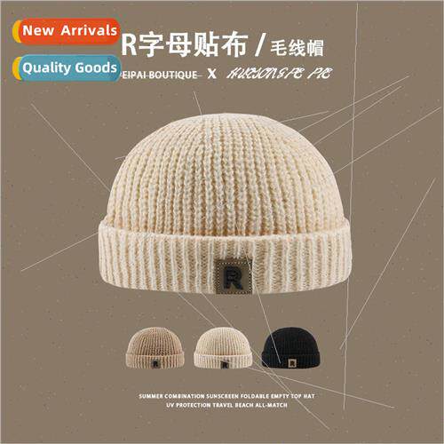 Autumn and winter new landlord cap R letters patch wool cap
