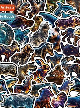 50 cartoon animals translucent abstract  illustration graffi