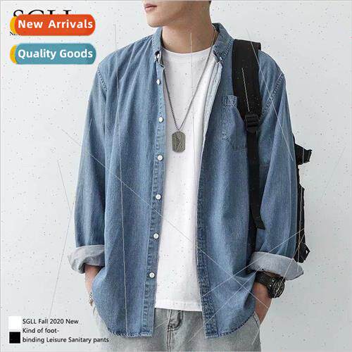Denim shirt mens long-sleeved Korean nd handsome mens thin s