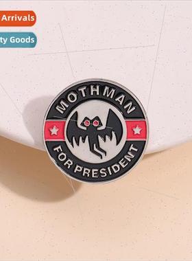 Halloween card brooch through round geometric black red-eyed