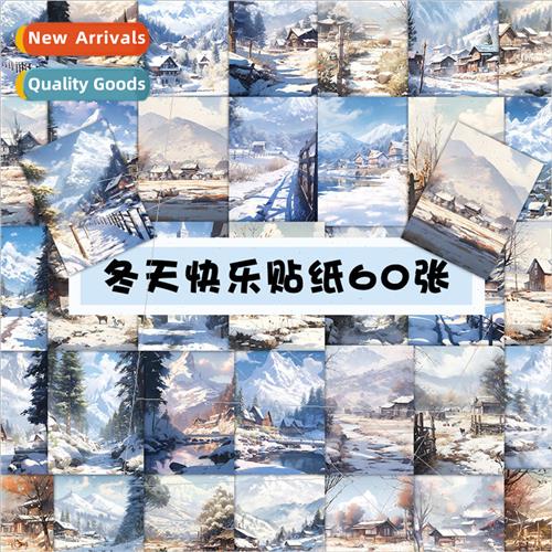 60 winter happy stickers beautiful snowy landscape laptop ph