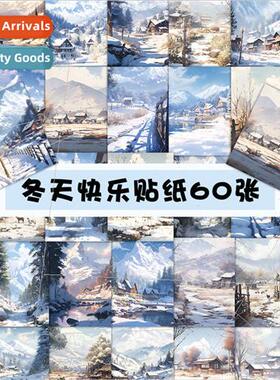 60 winter happy stickers beautiful snowy landscape laptop ph