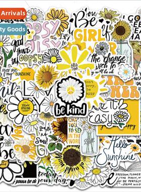 50 small daisy sunflower girl literary colorful stickers ska