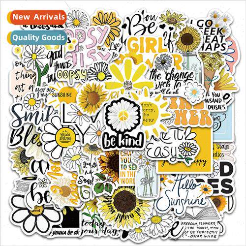 50 small daisy sunflower girl literary colorful stickers ska