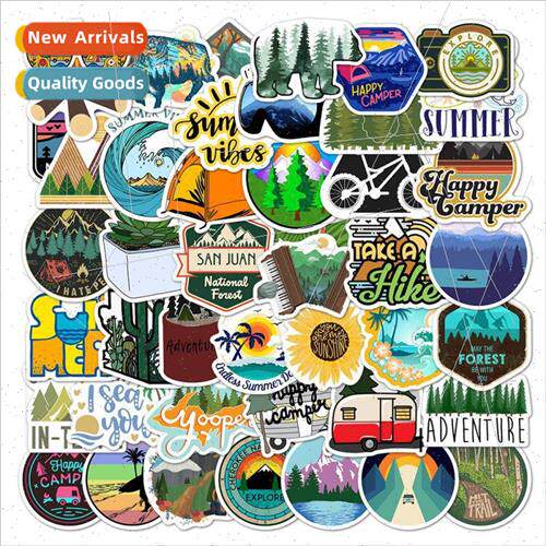 50 outdoor travel adventure camping cartoon graffiti sticker