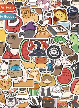 80 cartoon cute variegated cat and dog stickers decorative h