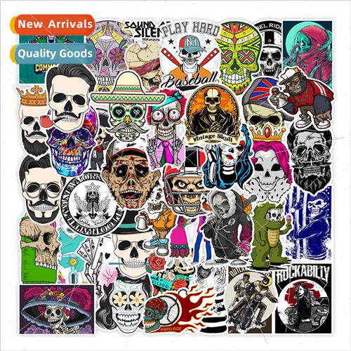 100 -repeating skull graffiti stickers bike cell phone motor