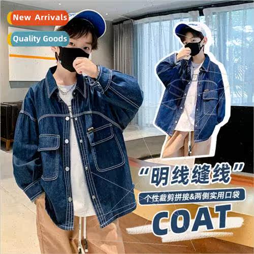 Left West boys denim jacket fall childrens 2022 new boys cas