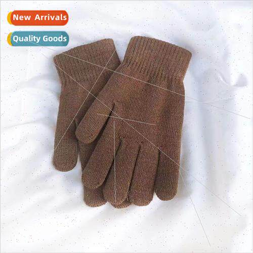 Solid color knitted gloves men and women fall and winter war