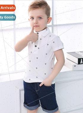 Summer new childrens boys fashion personality anchor printin