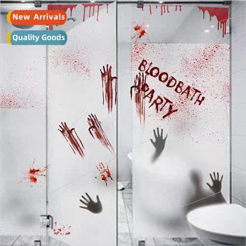 Halloween decorations PVC bloody handprint stickers ghost fe