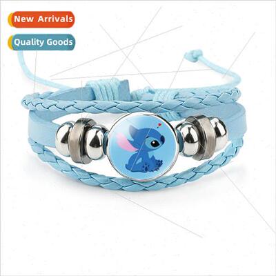 Animated Movie Star Baby Stitch Time Gem Cowhide Bracelet St