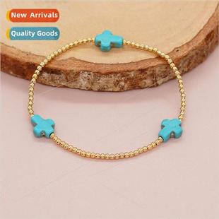 Style Copper Beads che Cross Ethnic Turquoise Beaded Design