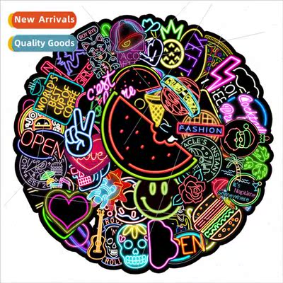50 Neon Creative  Crow Stickers ggage Scooter Tablet Car Car