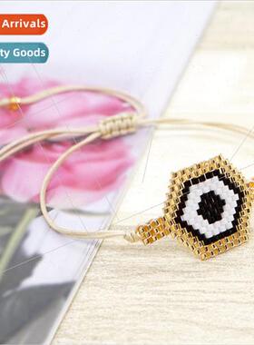 Devils eye hand rope ins  handmade beaded rice bead bracelet
