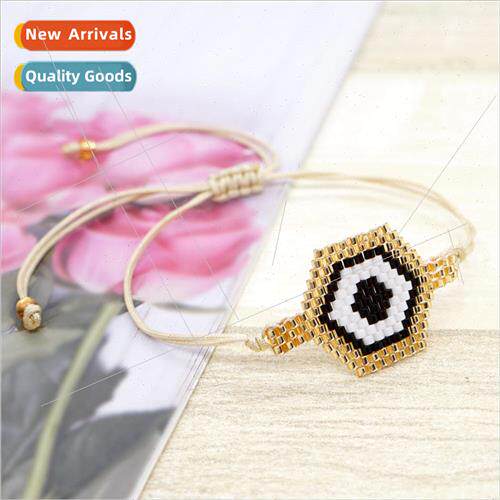 Devils eye hand rope ins  handmade beaded rice bead bracelet